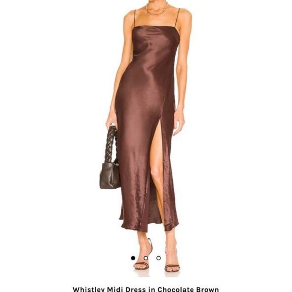 L'Academie chocolate brown midi dress